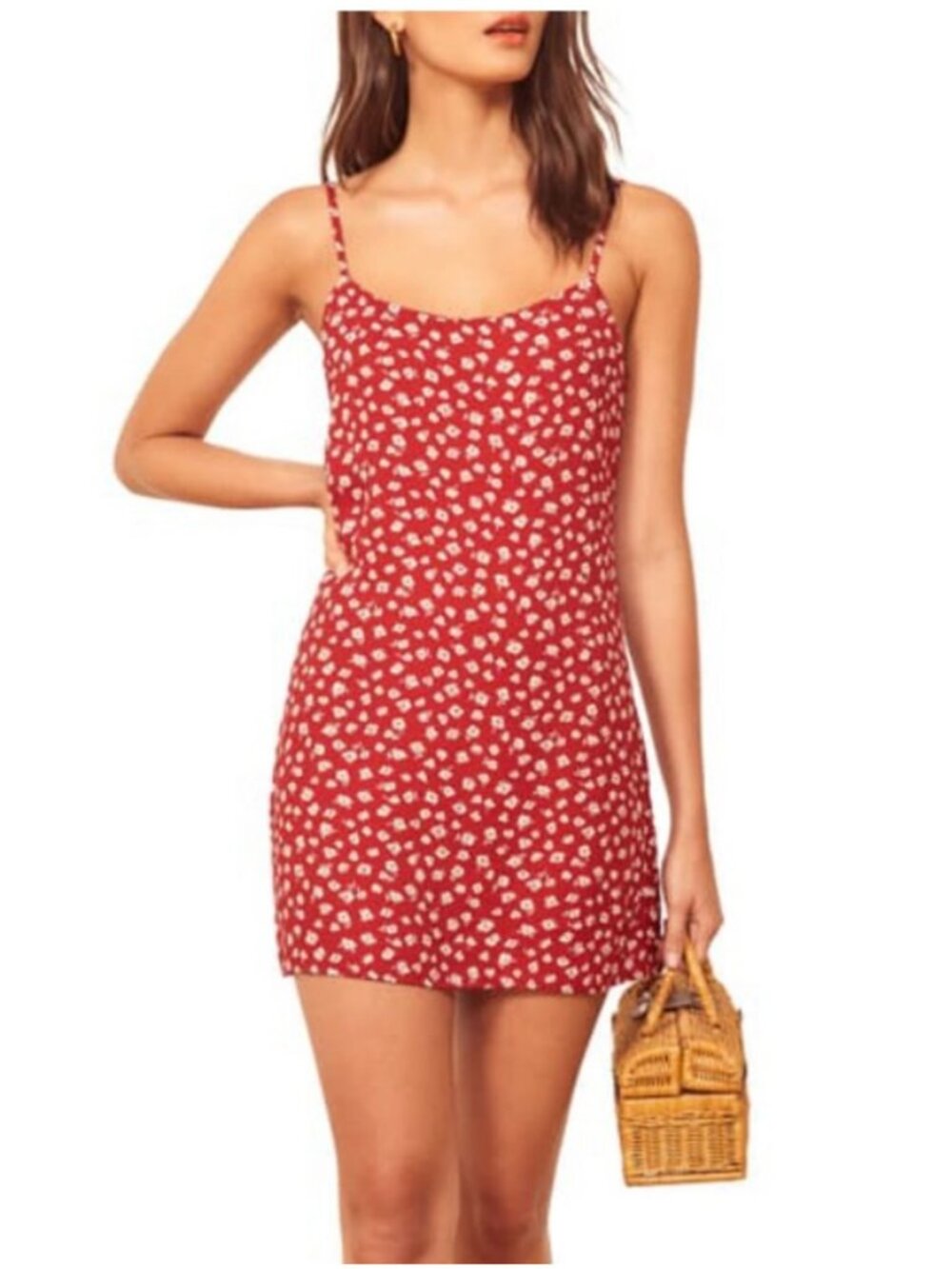Reformation Lindsey Dress red Western print size 8 mini slip floral S small M